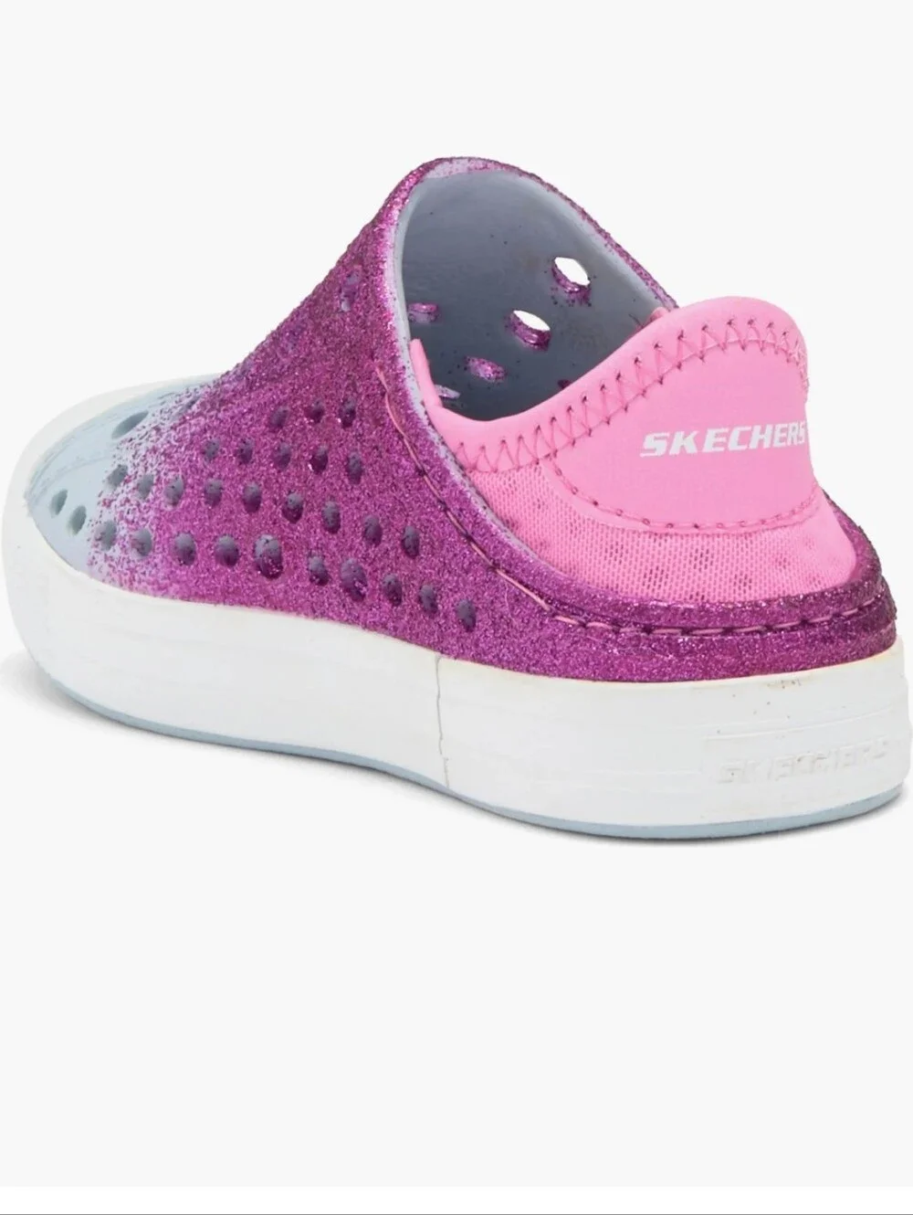 NEW Sketchers Kids Sparkle Slip-On Water Shoes in Pink and Light Blue